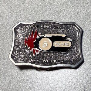 Vintage River King U/G #1 Safe Worker 5 Years Belt Buckle Coal Mining Mine